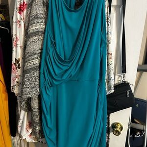 Teal Drape Front Women’s Dress